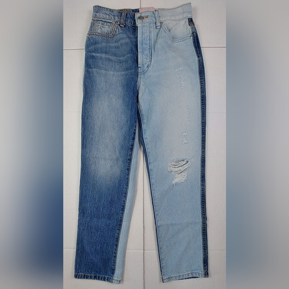 Revice Jeans Womens Size 27 (25x26.5) Denim Two Tone Blue 5 Pocket Button Fly - Picture 1 of 10